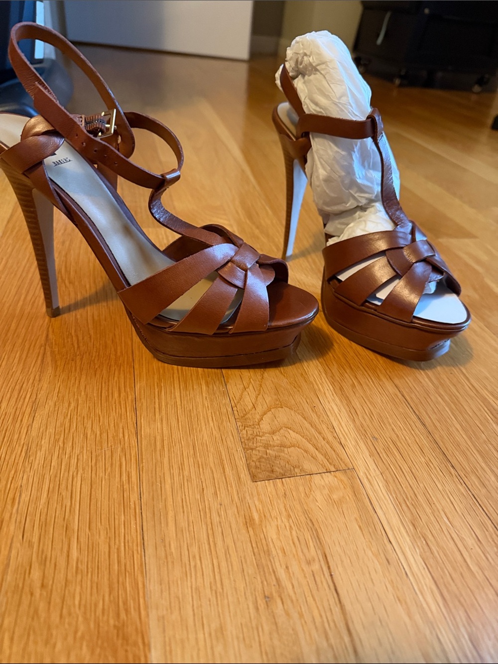 Bakers Brown Strappy Platform Stiletto Sandals